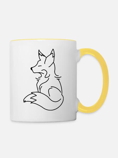 Fuchs - Tasse zweifarbig - Weiß/Gelb