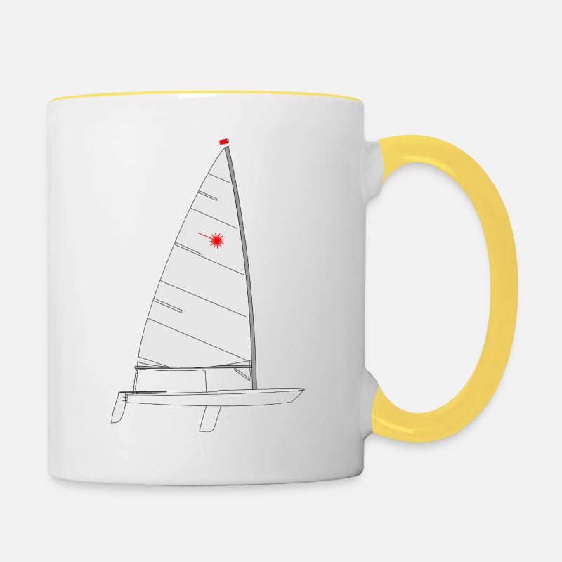 Laser Riss - Tasse zweifarbig - Weiß/Gelb