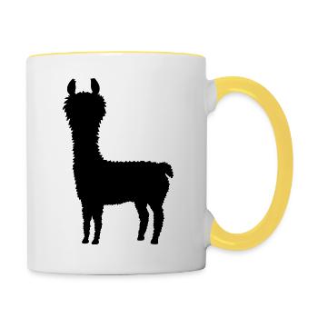 Cool silhouette alpaca - Contrasting Mug - white/yellow - Right