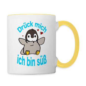 Penguin Push Me - Contrasting Mug - white/yellow - Right