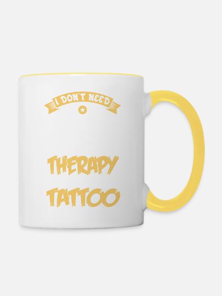 Tattoo Tätowiert - Tasse zweifarbig - Weiß/Gelb
