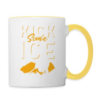 sport ice hockey eiskockey - Contrasting Mug - white/yellow - Right