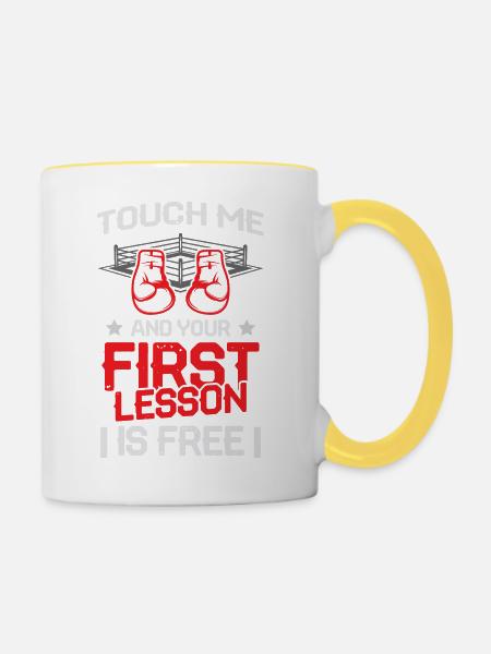 boxer boxhandschuhe - Tasse zweifarbig - Weiß/Gelb
