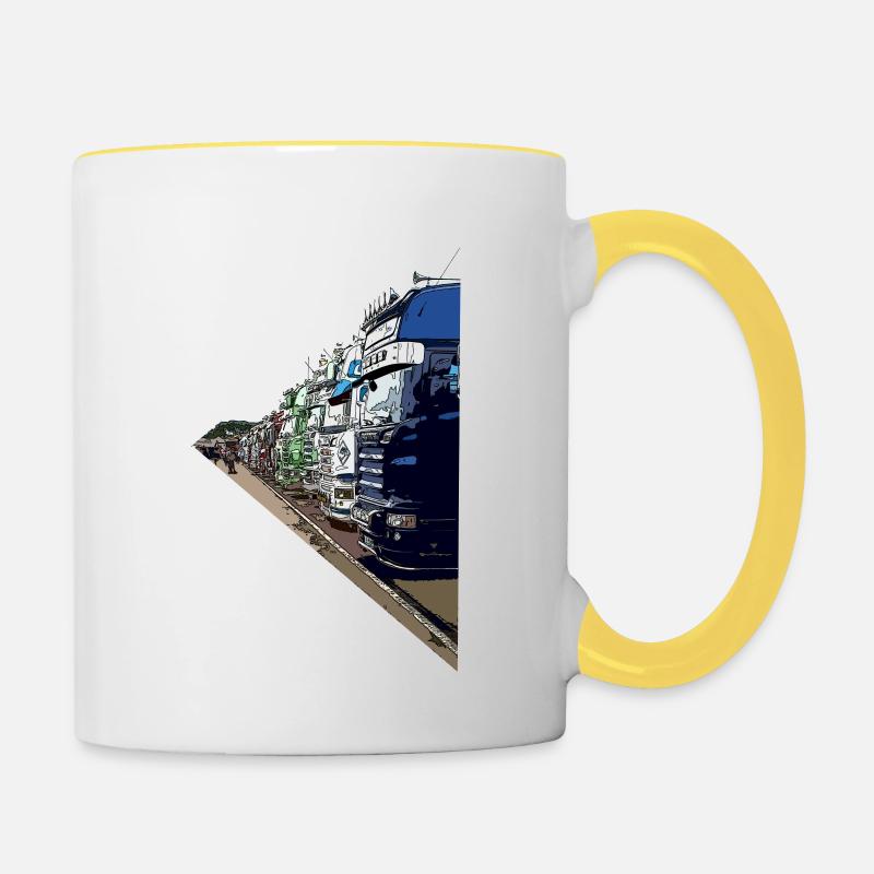 camion - Mug contrasté - blanc/jaune