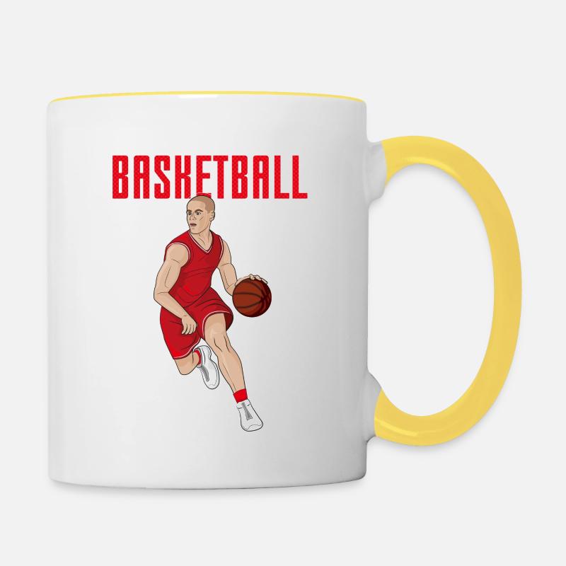 basketteur en rouge - Mug contrasté - blanc/jaune