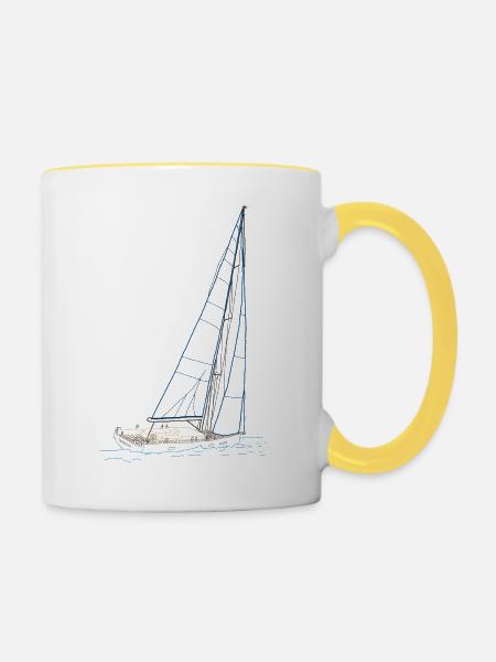 Segelyacht - Tasse zweifarbig - Weiß/Gelb