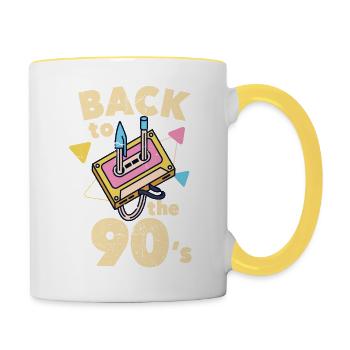 90s 90er - Tasse zweifarbig - Weiß/Gelb - Rechts