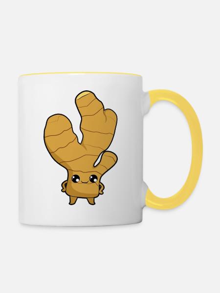 Ingwer - Tasse zweifarbig - Weiß/Gelb