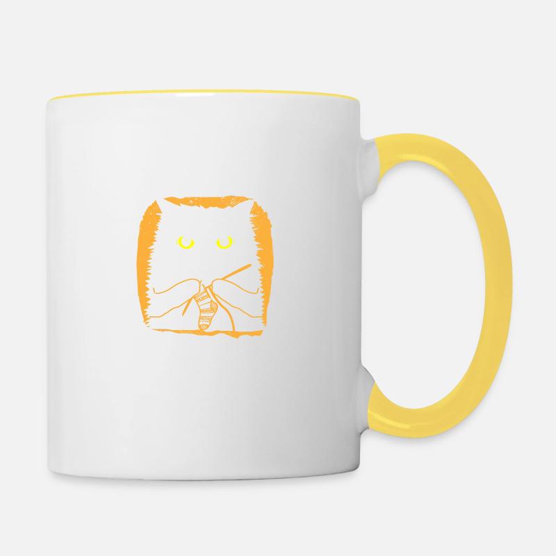 Crochet Because Murder Is Wrong Black Cat Yarn - Contrasting Mug - white/yellow