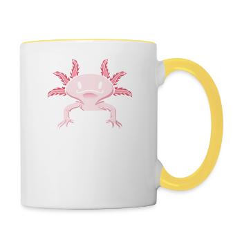 Axolotl in bag Kawaii tail lurch - Contrasting Mug - white/yellow - Right