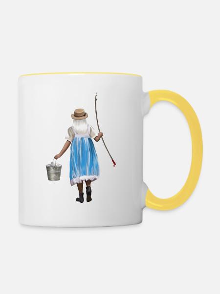 Anglerin - Tasse zweifarbig - Weiß/Gelb