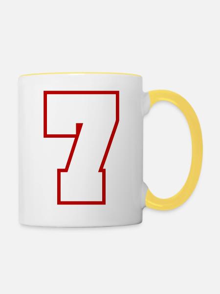 7 Zahl nummer - Tasse zweifarbig - Weiß/Gelb