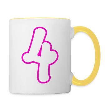 4 Numéro de numéro - Mug contrasté - blanc/jaune - Droite