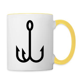 Icône de pêcheur à la ligne - Mug contrasté - blanc/jaune - Droite