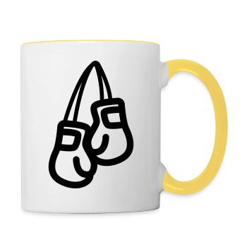 Symbole des gants de boxe - Mug contrasté - blanc/jaune - Droite