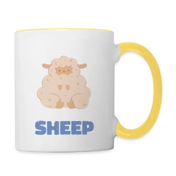 Holy Sheep! Süßes Schaf! - Tasse zweifarbig - Weiß/Gelb - Rechts
