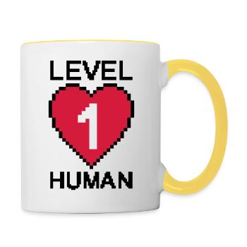 Herz Level 1 - Tasse zweifarbig - Weiß/Gelb - Rechts