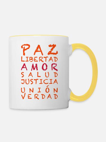 4 FREEDOM Español - Tasse zweifarbig - Weiß/Gelb