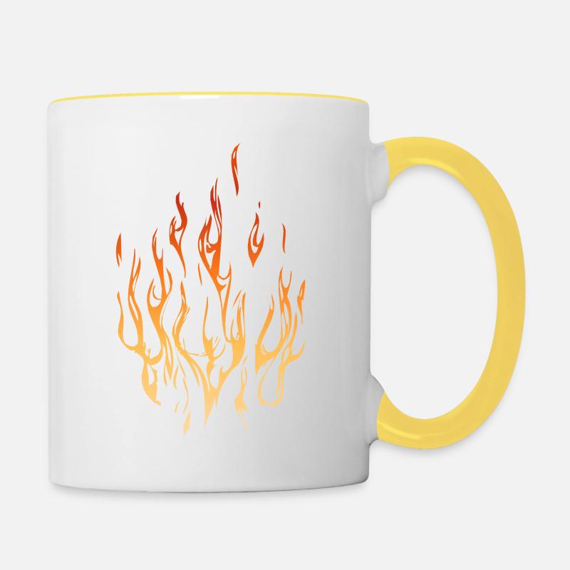 flame fire flame - Contrasting Mug - white/yellow