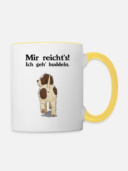 Buddeln - Tasse zweifarbig - Weiß/Gelb