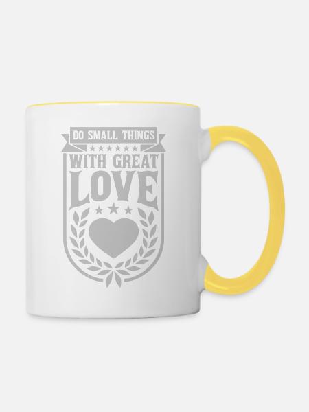Zitat do small things - Tasse zweifarbig - Weiß/Gelb