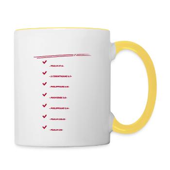 To Do Liste Christlich - Tasse zweifarbig - Weiß/Gelb - Rechts