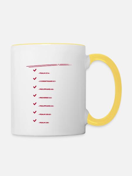 To Do Liste Christlich - Tasse zweifarbig - Weiß/Gelb