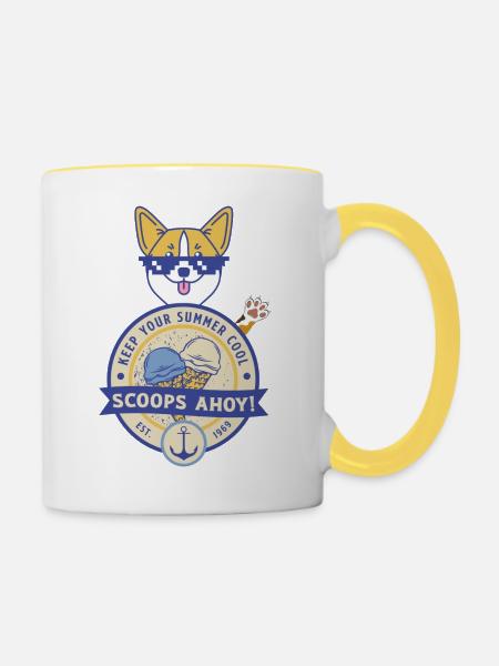 keep your summer cool - scoops ahoy - Contrasting Mug - white/yellow