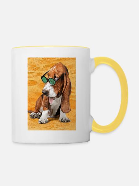 cooles Strand-Basset - Tasse zweifarbig - Weiß/Gelb