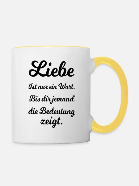 Liebe - Tasse zweifarbig - Weiß/Gelb