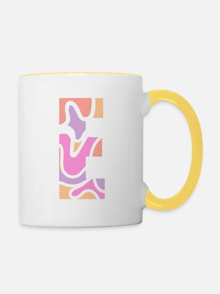 letter E - Tasse zweifarbig - Weiß/Gelb