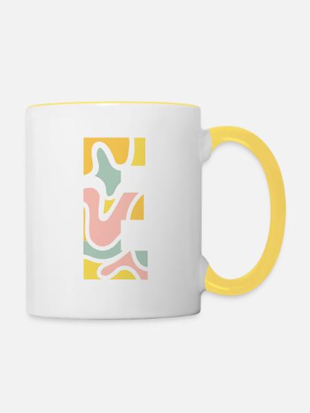 letter E - Tasse zweifarbig - Weiß/Gelb
