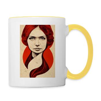 Wikingerfrau Rote Haare - Tasse zweifarbig - Weiß/Gelb - Rechts