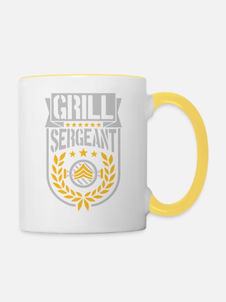 Grill Sergeant Lorbeerkranz Barbecue - Tasse zweifarbig - Weiß/Gelb