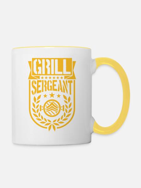 Grill Sergeant Grillparty Lorbeerkranz - Tasse zweifarbig - Weiß/Gelb