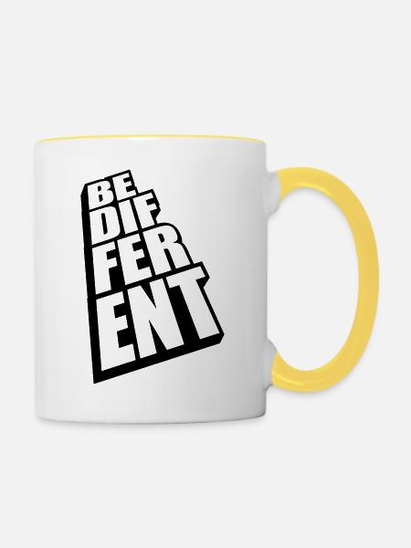 Be different Logo Design - Tasse zweifarbig - Weiß/Gelb
