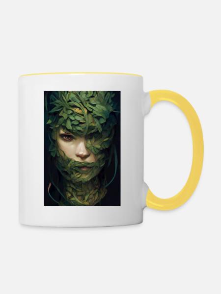 Holzmädchen - Tasse zweifarbig - Weiß/Gelb