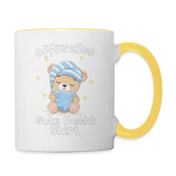 Gute Nacht Bär Schlaf Geschenk - Tasse zweifarbig - Weiß/Gelb - Rechts