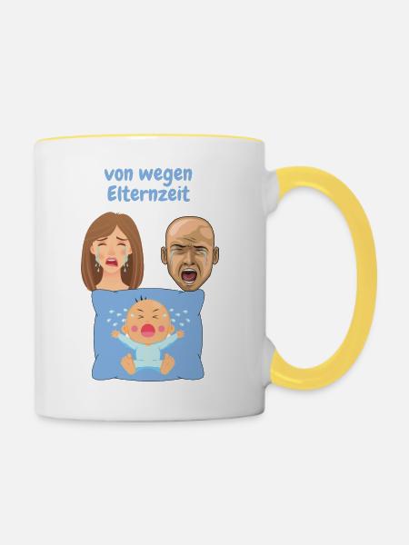 von wegen Elternzeit - Tasse zweifarbig - Weiß/Gelb