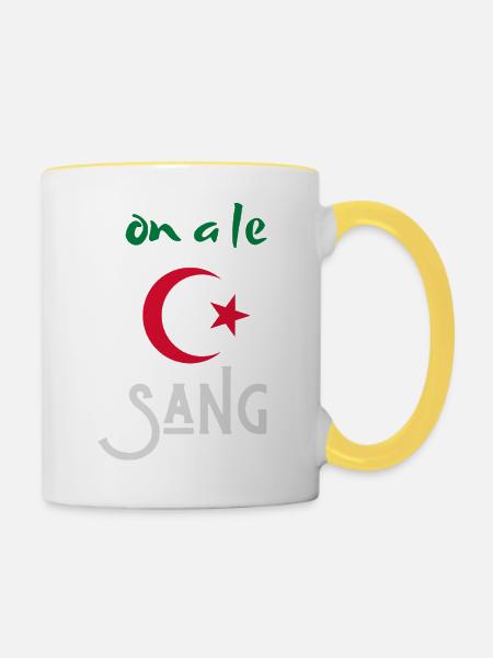 wir haben Blut Algerien - Tasse zweifarbig - Weiß/Gelb