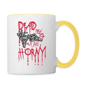 dead inside but horny - Contrasting Mug - white/yellow - Right
