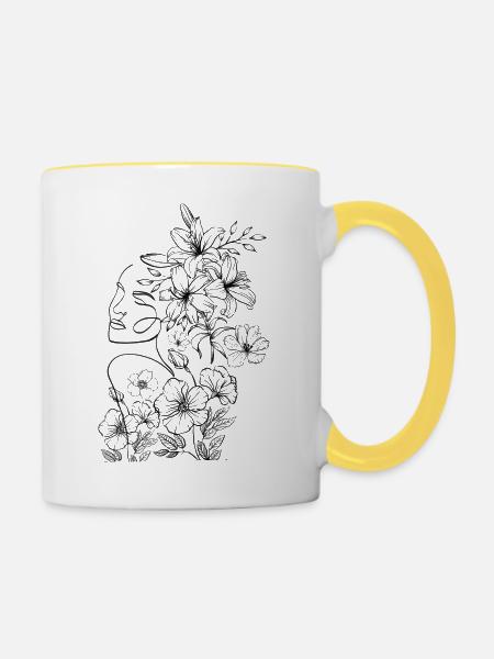 Blumenfrau - Tasse zweifarbig - Weiß/Gelb
