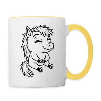 Comic little seated pony - Contrasting Mug - white/yellow - Right