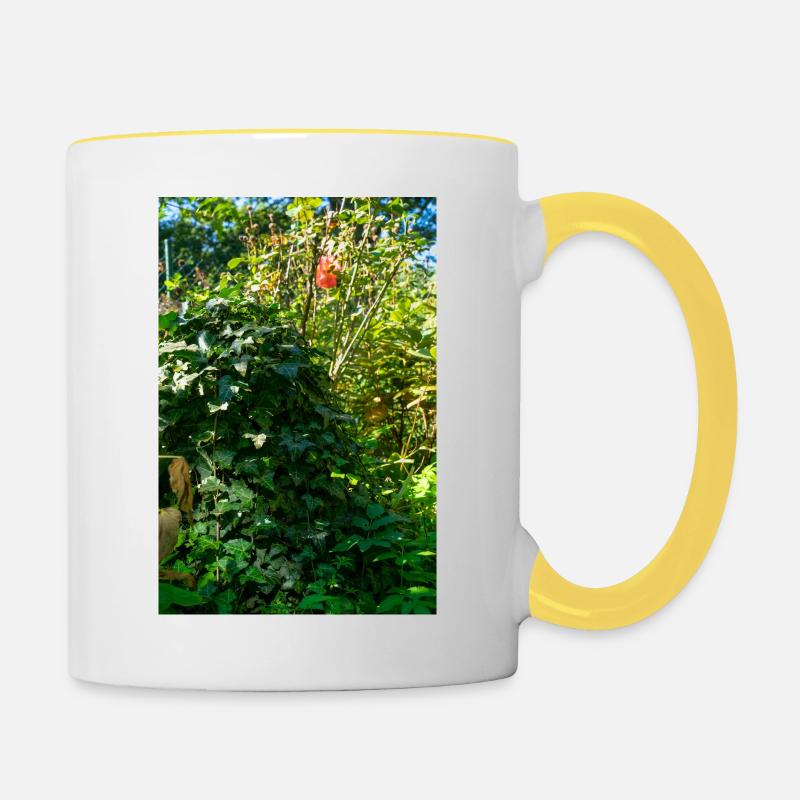 Efeu um Baumstumpf - Tasse zweifarbig - Weiß/Gelb