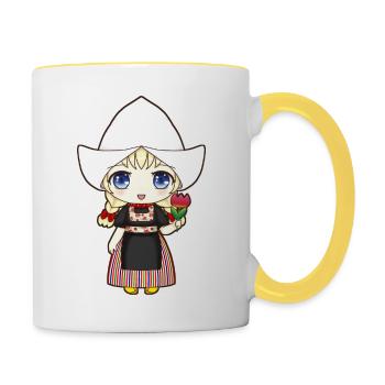 Dutch girl in manga style - Contrasting Mug - white/yellow - Right