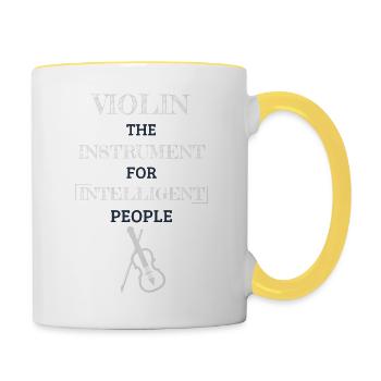 Instrument de violon pour personnes intelligentes Gris - Mug contrasté - blanc/jaune - Droite