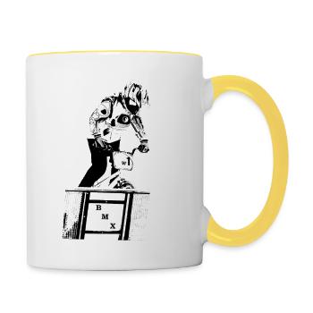 BMX Race Racing MTB Motocross - Tasse zweifarbig - Weiß/Gelb - Rechts