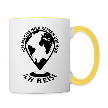 REISEN vs "URLAUB MACHEN" - Tasse zweifarbig - Weiß/Gelb - Rechts