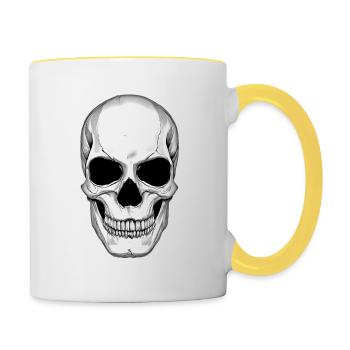 Totenkopf Crâne Totenschädel Schädel Illustration - Mug contrasté - blanc/jaune - Droite