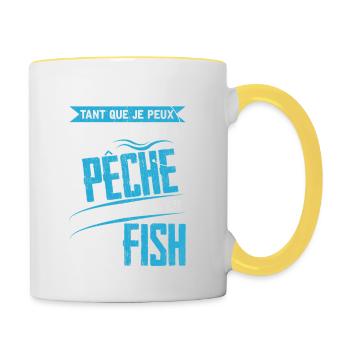 Que Je Peux Aller À La Pêche Le Reste Je M'en Fish - Mug contrasté - blanc/jaune - Droite